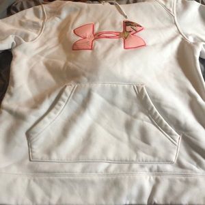 White and pink, under armour sweatshirt!